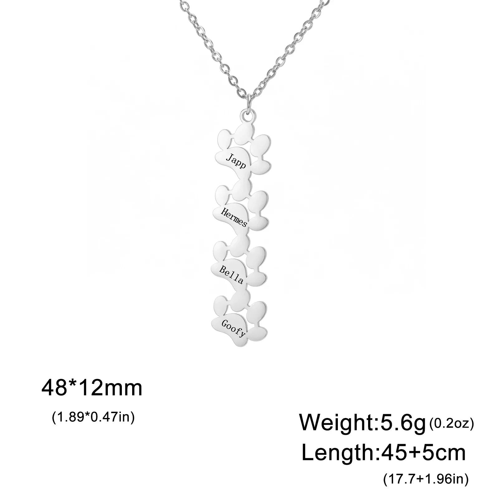 Custom Name Paw Pendant Necklace Personalized Engraved Letter Necklaces for Women Stainless Steel Tiny Dog Paw Jewelry