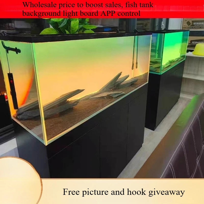 Fish Tank Background Board LED Aquarium Grass Tank White Light RGB Rainbow Gradient Acrylic Luminous Background Decoration