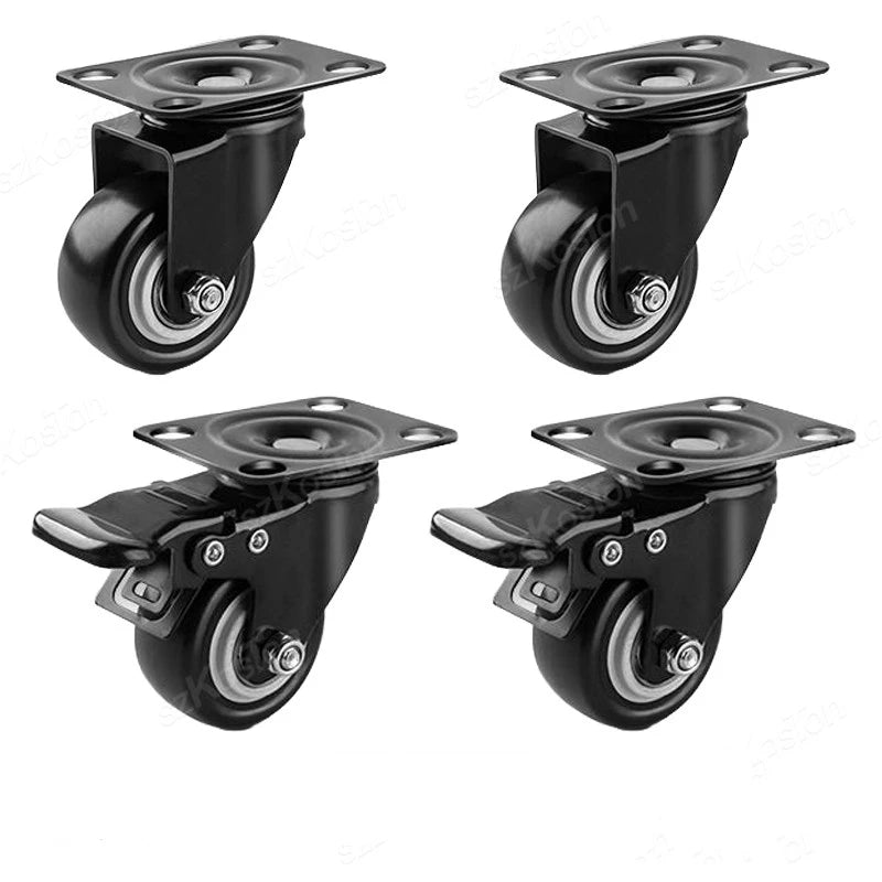 Heavy Duty Casters PP Wheels Rollers For Furniture Wheel Caster Wheels 360° Caster Wheel Industrial With Brake 1.5/2 Inch