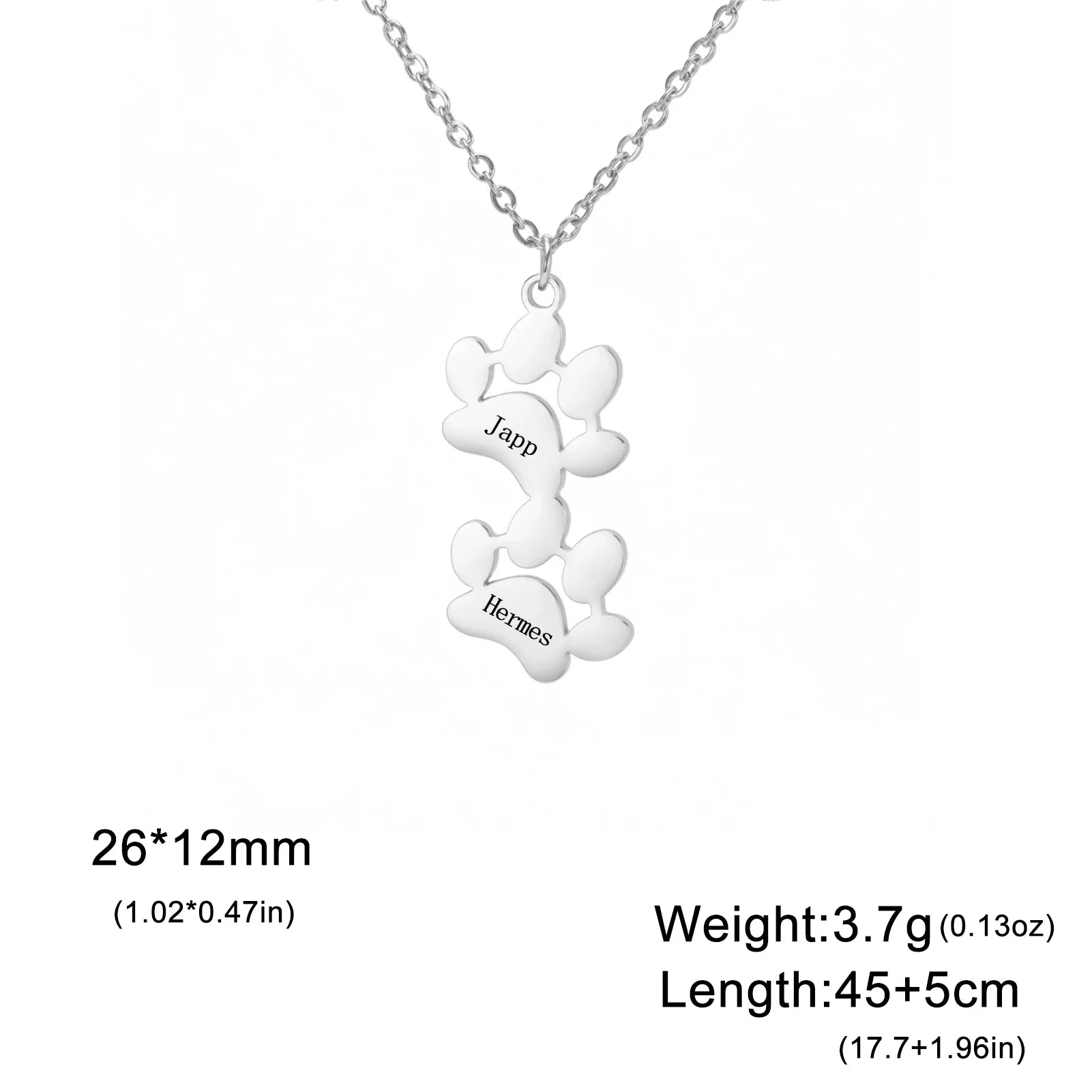 Custom Name Paw Pendant Necklace Personalized Engraved Letter Necklaces for Women Stainless Steel Tiny Dog Paw Jewelry