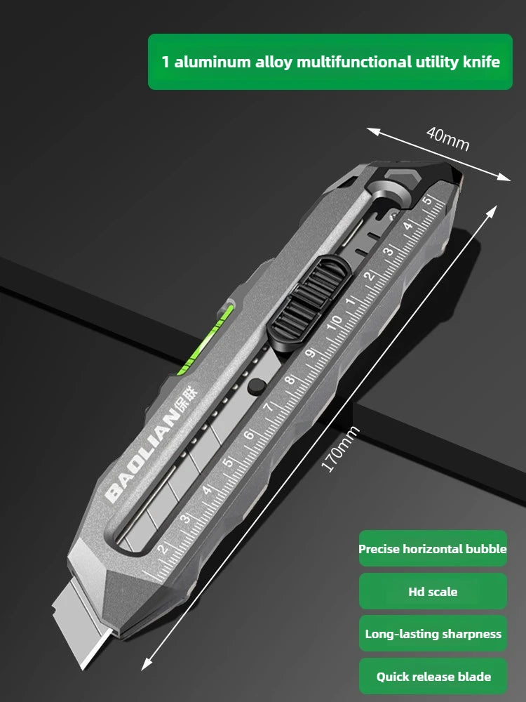 BaoLian Aluminum Alloy Multifunctional Art Knife Thickened Wallpaper Knife Industrial Grade Cutter For Home School
