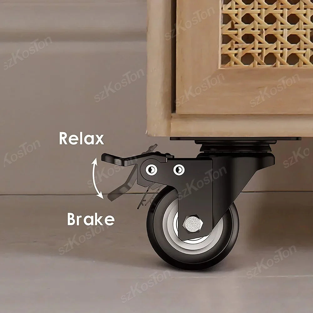 Heavy Duty Casters PP Wheels Rollers For Furniture Wheel Caster Wheels 360° Caster Wheel Industrial With Brake 1.5/2 Inch