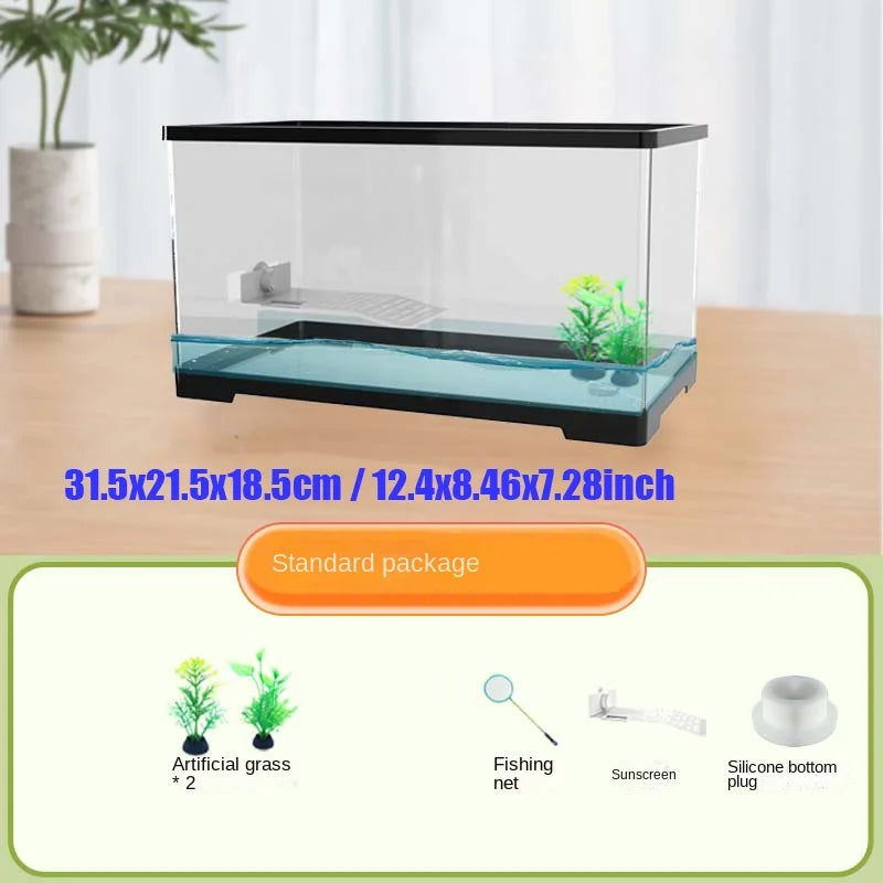 Fish Tank Ecologic Aquarium Turtle Tank Lighting Filter Amphibians Open Breeding Box Bottom Drainage Watertank Ecosystem