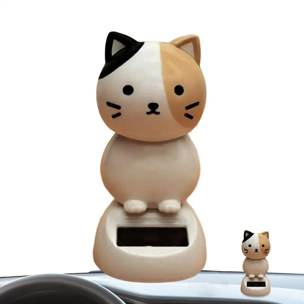 Solar Shaking Cat Car Decoration Cartoon Cat Toy Dashboard Decorations Solar Shaking Head Doll Black Cat Small Gadget Decor