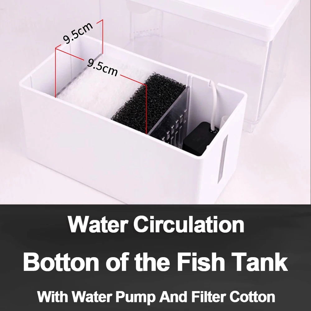 Mini Fish Tank 3L Desk Fish Tank 5L Water Plastic Fish Tank Botton Filter With Water Pump Fish Bowls