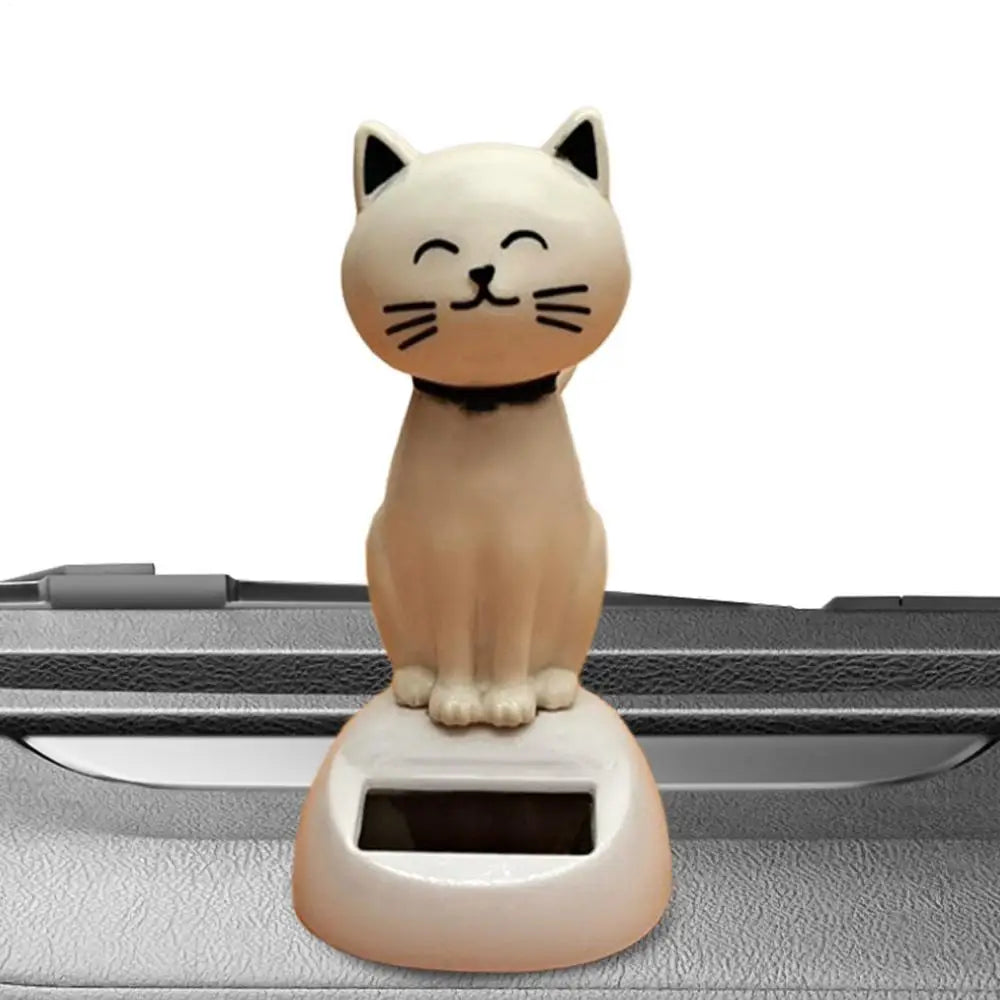 Solar Shaking Cat Car Decoration Cartoon Cat Toy Dashboard Decorations Solar Shaking Head Doll Black Cat Small Gadget Decor