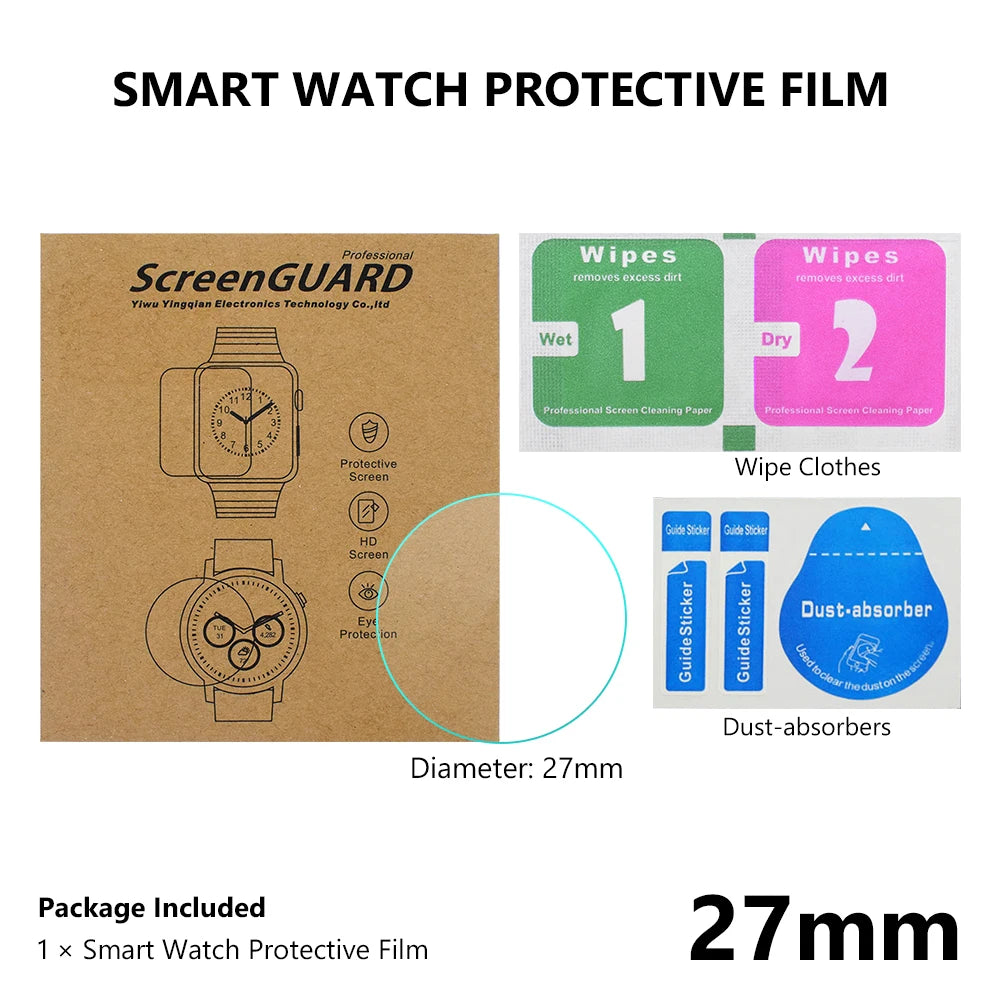 Full Size Round Watches Tempered Glass Screen Protector Film Diameter 23 24 25 26 27 28 29 30 31 32 33 34 35 mm For Smart Watch