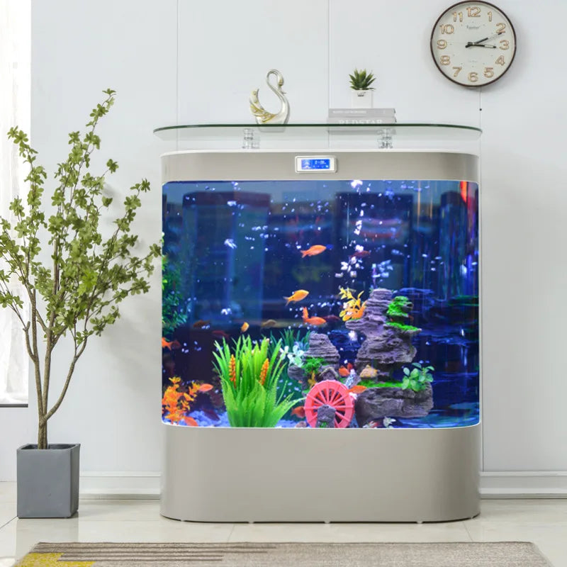 Fish Tank Living Room New Medium And Large Glass Circular Arc Independent Wall-type No-change Aquarium Box Can Be Customized