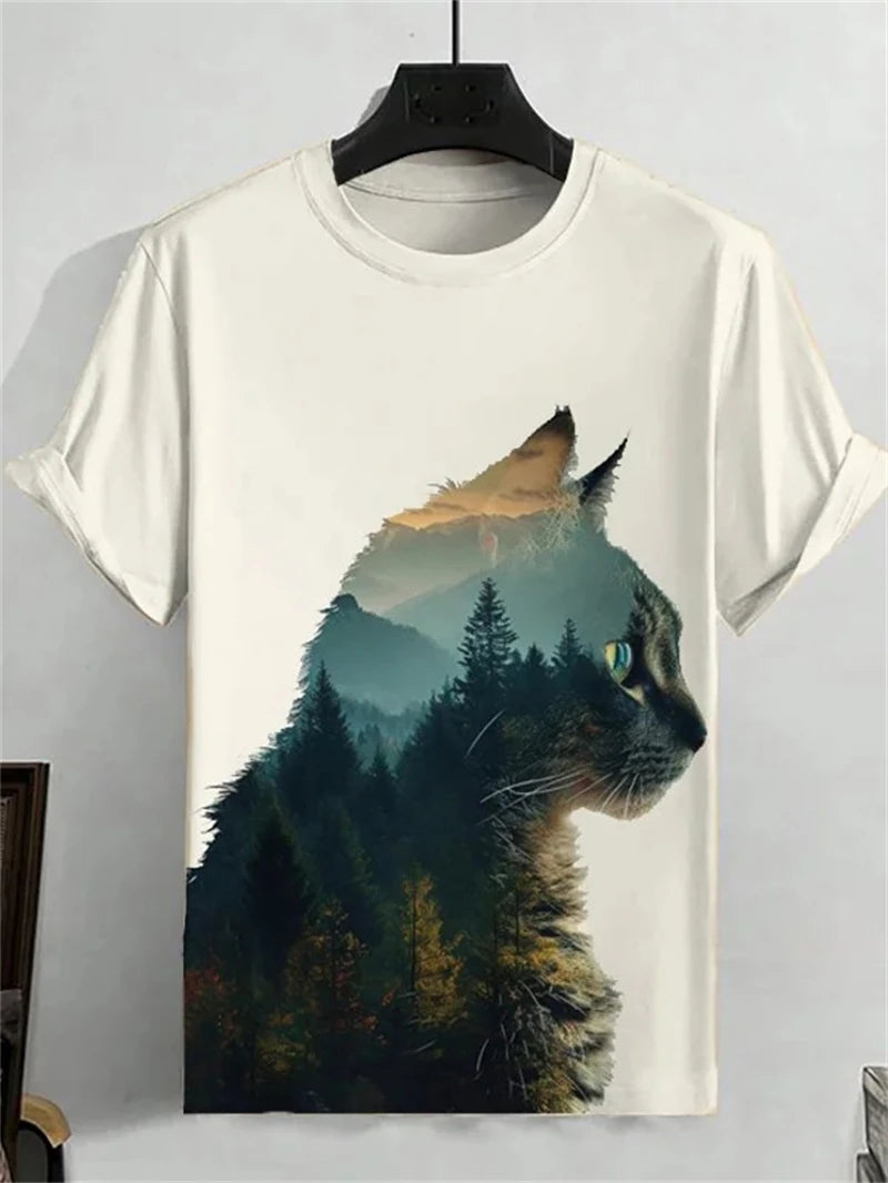 Funny Cat Japanese Ukiyo-e Graphic T Shirts Fashion Trend Short Sleeve Mens 3D Printed T-shirts Loose Streetwear Hip Hop Tees