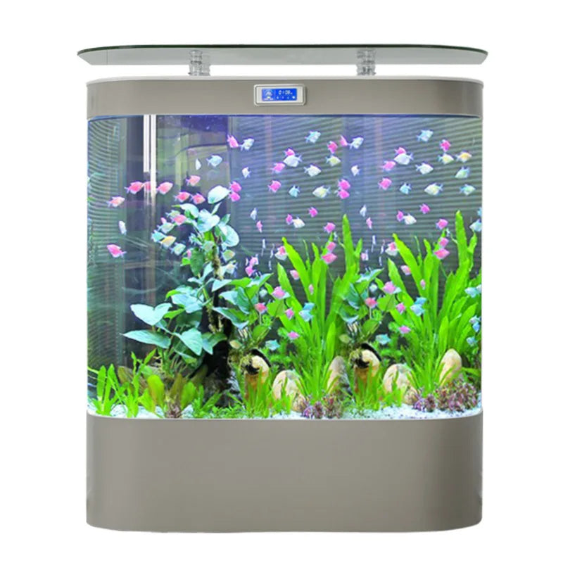 Fish Tank Living Room New Medium And Large Glass Circular Arc Independent Wall-type No-change Aquarium Box Can Be Customized