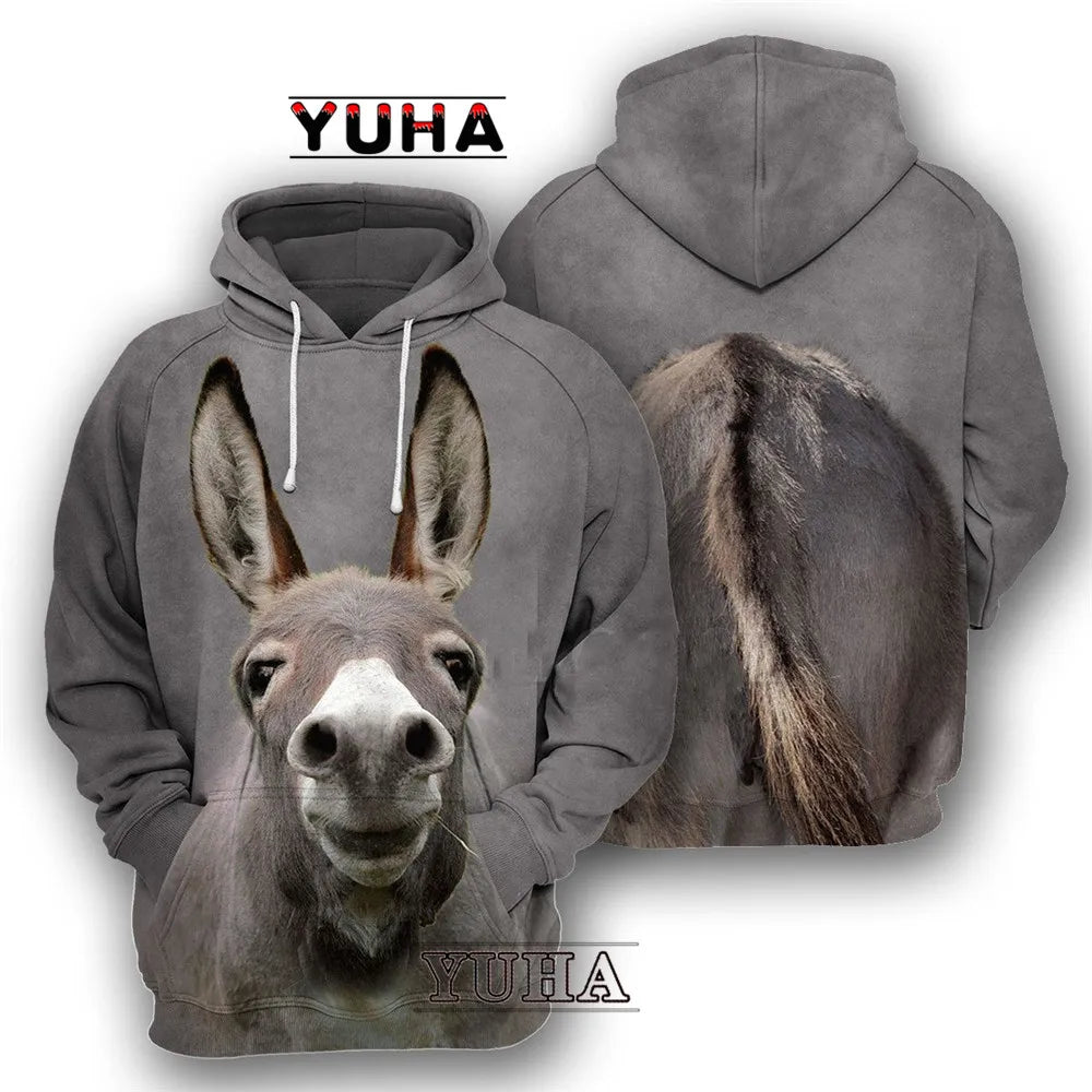 Animals Wolf /Raccoon/Cat Men Hoodies 3D Graphic Front and Back Pullover Tops Casual Sweatshirts Harajuku Clothing