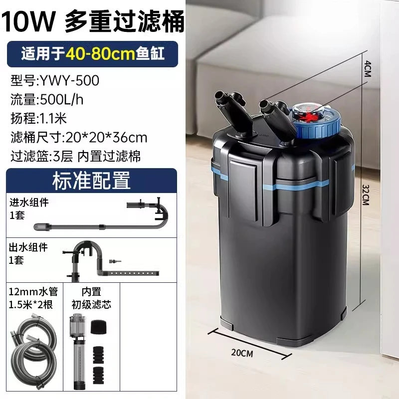 Fish Tank Toilet Filter System . External Canister Filter with Silent Pump, Aquarium Bio Filtration for Freshwater & Saltwater