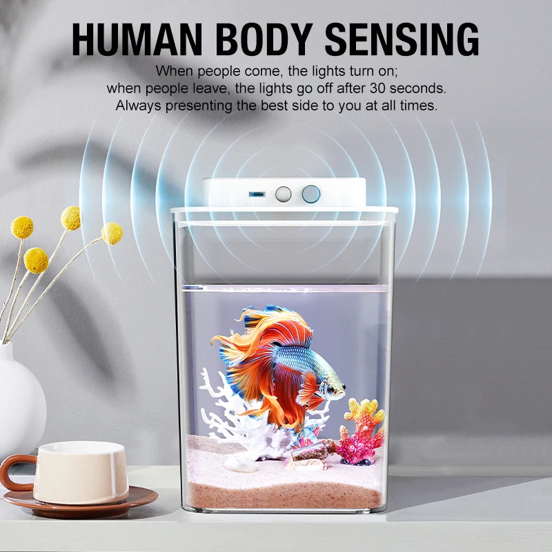 New desktop fish tank, lazy fish fighting tank, self circulating ecological fish tank, living room small ecological goldfish tan