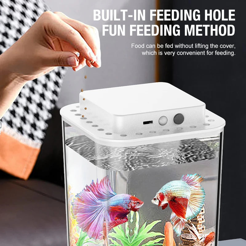 New desktop fish tank, lazy fish fighting tank, self circulating ecological fish tank, living room small ecological goldfish tan