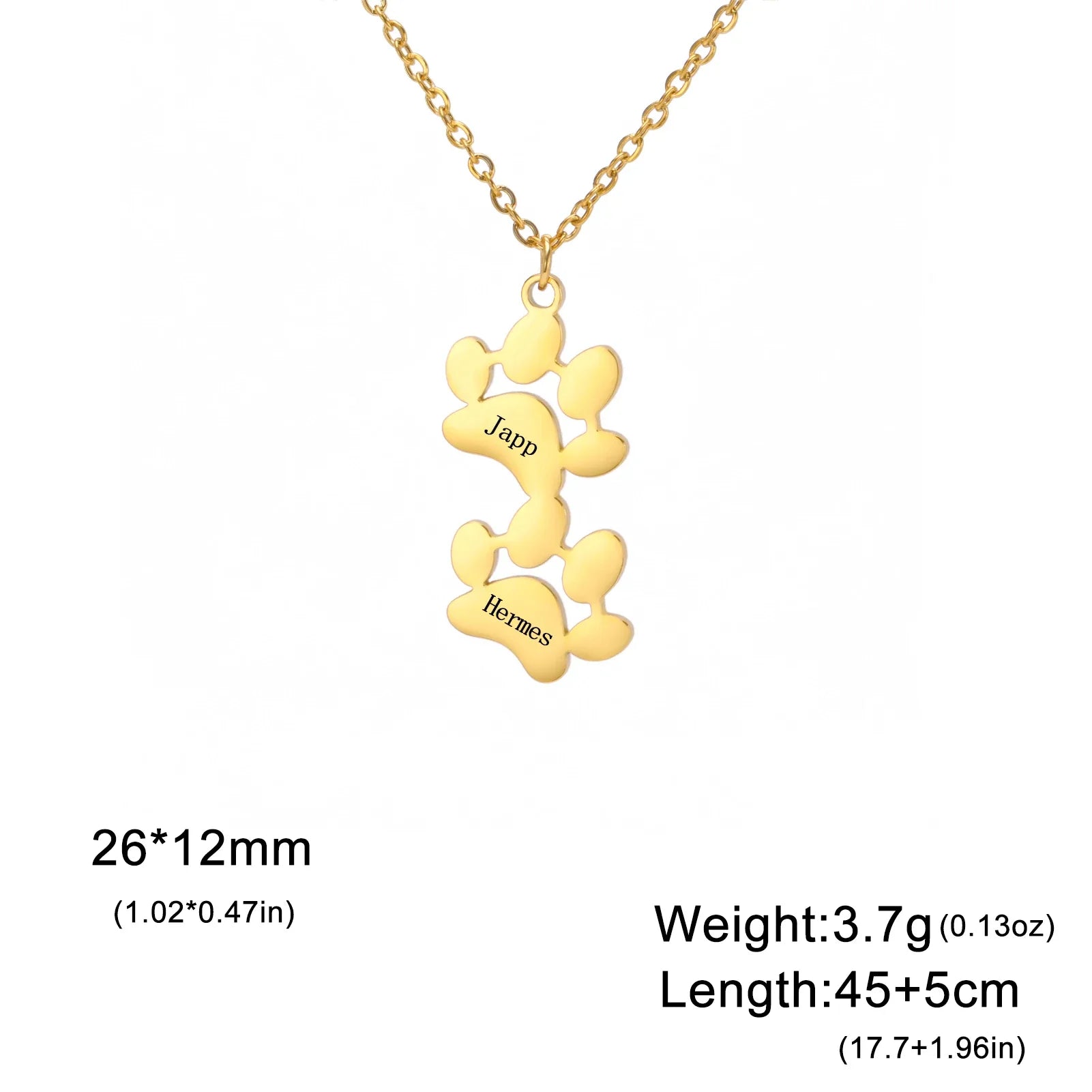 Custom Name Paw Pendant Necklace Personalized Engraved Letter Necklaces for Women Stainless Steel Tiny Dog Paw Jewelry