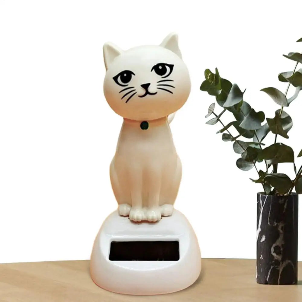 Solar Shaking Cat Car Decoration Cartoon Cat Toy Dashboard Decorations Solar Shaking Head Doll Black Cat Small Gadget Decor
